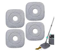 Mop Heads Replacements - 4-Piece Square Microfiber Mop Head Replacement Pads | Square Brush Scrub Pad For Wet And Dry Deep Clean Hardwood Floor Care Kitchen Bathroom Room