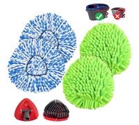 Mop Heads Replacements for Ocedar Easywring RinseClean 2 Tank Spin Mop Replace Heads for O Cedar 2 Tank Spin Mopping Sets Including 4 Pack Refills, 1 Pack Scrub Brush and 1 Base for All Floors Clean