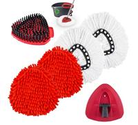 Mop Heads Replacements for Ocedar, Mop Replace Head for o Cedar Easywring 1 Tank, Spin Mop Replacement Head Include 4 Pack Spin Mop Refills Deep Cleaning, 1 Scrubber Mop Head and 1 Mop Base