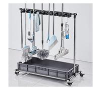 Mop Holder Broom Holder Movable Drain Rack Broom Mop Holder Utility Floor Standing Cleaning Tool Cart Housekeeping Supplies for Commercial Use in House Hotel Garden and Garage nize Your Tools Efficien