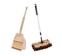 Mop Pretend Play Toy Broom Dustpan Set for Age 3-6 Girls Birthday Gifts Beige