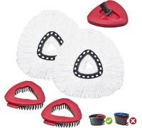 Mop Replace Head for O Cedar, Mop Heads Replacements for Ocedar, Spin Mop Replacement Head for Ocedar Easy Wring 1 Tank System, Include 2 Pack Spin Mop Refills & 2 Scrubber Mop Head & 1 Pack Mop Base