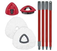 Mop Replace Head Mop Handle for O Cedar Mop, Mop Replacement for Ocedar Spin Mop Includes 2 Mop Heads Replacements 4-Section Mop Handle 1 Mop Base 1 Scrubber Mop Head for O-Cedar Spin Mop