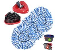 Mop Replace Heads for Ocedar RinseClean 2 Tank System Spin Mop Heads Replacement for O Cedar Mop Include 3 Pack Microfiber Mop Refills 1 Upgrade Scrub Brush & 1 Mop Base for All Floor Clean