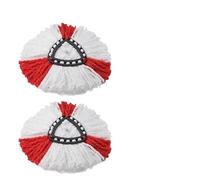 Mop Replacement Head，Compatible For Vileda， Mops Thickened Triangular Microfiber Cloth Pad Household Cleaning Accessories(Red white-2pcs)