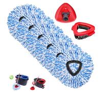 Mop Replacement Heads 6 Pcs & 1 Scrub Brush & 1 Base Combo,Spin Mop Replacement Head for Ocedar RinseClean 2-Tank System,Easy Cleaning,Microfiber,Machine Washable for Bathroom,Kitchen,Tub and Tile