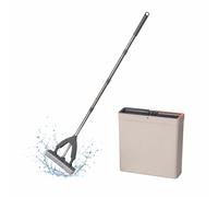 Relaxdays Mop Set, 5L bucket with wringing function, beige