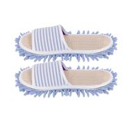 Mop Slippers - Multifunctional Striped Cleaning Slippers | Wearable Floor Mop | Washable Microfiber With Removable Insoles | Unisex Sizes 35-44 | Easy Clean, Silen