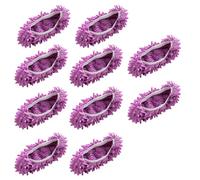 Mop Slippers Shoes 10 Pcs (5 Pairs),Fiber Cleaning House Mop Slippers Floor Cleaning Tools,Shoe Cover,Reusable,for Home Office (Purple, Adult, Men, One Size, Alpha, UK Footwear Size System, 3X-Narrow)