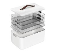 MOPALL 4-Tier Medicine Organizer Box, Portable First Aid Cabinet Storage Bin with Lid and Leather Handle for Home Office Organization, Pill Bottles, Sewing, Art, Craft