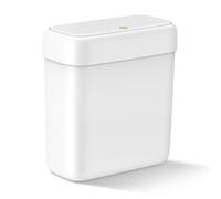 MOPALL Small Bathroom Trash Can with Lid, 3.2 Gallon / 11.5 L Slim Plastic Garbage Bin with Pop-Up Lid, Mini Waste Basket Can Dog Proof for Kitchen, Bedroom, Office, Laundry, Toilet, Rv, White