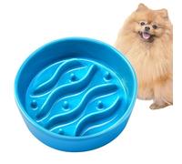 MOPANG Ceramic Slow Feeder Dog Bowls for Small Breeds, Anti-Slinging Bowl for Small Dogs, Diameter 16 cm, 400 ml, Sky Blue