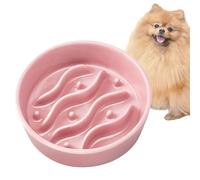 MOPANG Ceramic Slow Feeder Dog Bowls for Small Breeds, Anti-Slinging Bowl for Small Dogs, Diameter 16 cm, 400 ml, Salmon Red