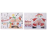 Mopec NX031 Jigsaw Puzzle/Postcard Christmas 15 Pieces Pit&Pita Singing/Kissing, 2 Assorted Cardstock, Multi-Colour, One Size, 2