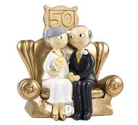 Mopec Pop & Fun - Golden 50th Wedding Anniversary Cake Figurine, 16 x 16.5 cm, Dark Gold
