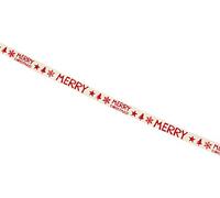 Mopec S802.10 Cotton Ribbon Ivory Print Red Merry Christmas 10mm x 50m Textile One Size