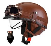 Moped helmet, half-shell helmet, retro ECE-certified | ABS motorcycle helmet with EPS padding | Quick-release fastener, removable neck protection for men and women G,M55-56CM