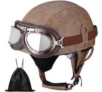 Moped Helmet Men Women Half Shell Helmet Motorcycle Half Helmet DOT/ECE Approved Open Face Motorcycle Helmet Vintage Scooter Half Helmet with Goggles for Scooter Bicycle 4,M(57-58XM)