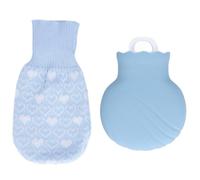 MOPFOL 245ml Silicone Hot Water Bottle with Plush Cover - Explosion-Proof Thermal Compress for Hand Warmth(Blue)