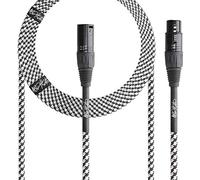 Mophead 15 Foot Double Insulated and Road Ready Braided XLR Male to XLR Female Microphone Cable Black and White
