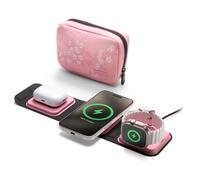 Mophie 3 in 1 Travel Charger with MagSafe, Portable Wireless Charging Hub Compatible with iPhone 16/15/14/13/12 Series, Apple Watch Series 10 to 1 and Ultra, AirPods Pro/3rd Generation, Cherry