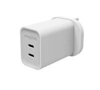mophie Speedport 70. Charger type: Indoor Power source type: AC Charger compatibility: Universal USB Type-C ports quantity: 2 Fast charging. Product colour: White