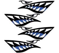 MOPHOEXII 4Pcs Shark Teeth Mouth Kayak Stickers，Kayak Decals Waterproof DIY Funny Graphics Accessories for Kayak Canoe Fishing Boat Car Truck Jet Ski Hobie Dagger Ocean Boat Decoration (Shark-B-4pcs)