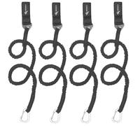 MOPHOEXII Kayak Paddle and Rod Leash - Stretchable Coiled Lanyard - 4 Pack Black