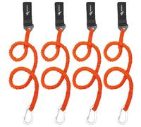 MOPHOEXII Kayak Paddle and Rod Leash - Stretchable Coiled Lanyard Fishing Accessory for Kayaks and Paddles - Orange 4 Pack