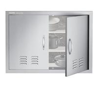 Mophorn 76 x 53 cm Vertical Fireplace Door BBQ Island Door with 1 Stainless Steel Inspection Door, Double Door, Cleaning Door, Inspection Door, BBQ Door