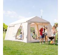 MOPHOTO 6-8 Person Inflatable Tent for Camping,Waterproof Oxford Hot with Manual Pump,Spacious Easy Setup Large Blow Up Tent for Family Glamping(2 Rooms)