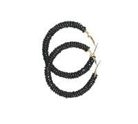 mophrati 1 Pair Beaded Earrings Delicate Round Universal Ear Dangle Ear Fashion Accessory Valentines Day for Holiday Vacation, Black/6CM