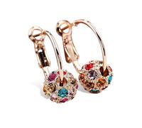 mophrati 1 Pair Crystal Hoop Earrings Retro Cute Girls Rhinestone Ear Studs Female Fashion Jewelry Personalized Present, Gold Color Bead