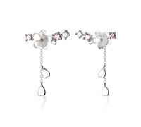 mophrati 1 Pair Flower Drop Earrings Rhinestone Anniversary Birthday Holiday Wedding Engagement Work Simple Jewelry for