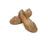 mophrati 1 Pair Women Sandals Fashion Crystal Female Summer Jelly Shoes Work Office School Shopping Hollow Out Mesh Footwear, Size 37 Gold