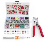 mophrati 200 Pieces Replacement Snap Buttons Handheld Tool Clothing Fasteners Fabric Press Grommets Set Maker Studs Sewing, with Tools