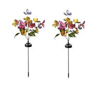 mophrati 2pcs/Set Real Butterfly Waterproof Solar Lights for Garden Enhancement and Receive Sunlight Exposure ABS Garden Lights, Warm White