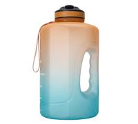 mophrati 3.78L Motivational Water Bottle Leakproof Plastic Gallon Jugs Beverage Storage Container Fitness Sports Travel Gifts, Orange Green