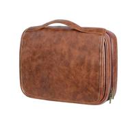 mophrati 3-in-1 Men's Business PU wash Bag, Large Capacity Storage Compartment, Makeup Bag Storage Bag, Men's Bathroom Bag, Reddish Brown, 29.5 * 10 * 22CM