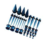 mophrati 36 Pieces Ear Gauges Stretching Kit Plugs 14G-00G Expanders Fashionable and Comfortable, Dark Blue, 36 Pcs