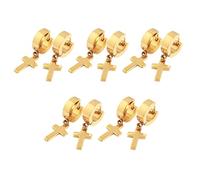 mophrati 5 Pairs Cross Earrings Easy to Wear Korean Style Smooth Eardrop Ear Studs Exquisite Ear Clip Valentine's Day, Type 3