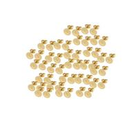 mophrati 50pcs Gold Plated Blank Flat Pad Ear Stud Earring Accessory with Backs Fashionable and Versatile Post Cabochon, Gold, 3mm