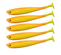 mophrati 5pcs Bait Soft T-Shaped Synthetic Reusable Baits Bionic Simulation Useful Practical Fishing Lure for Octopus Saltwater, Orange Yellow Tail