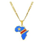 mophrati Africa Map Pendant Necklace Minimalist Versatile Style Gift Stainless Steel Necklaces Fashionable Statement Piece Gifts, Congo