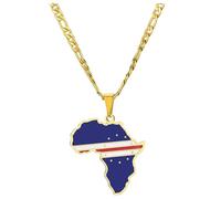 mophrati Africa Map Pendant Necklace Minimalist Versatile Style Gift Stainless Steel Necklaces Fashionable Statement Piece Gifts, Cape Verde