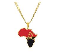 mophrati Africa Map Pendant Necklace Minimalist Versatile Style Gift Stainless Steel Necklaces Fashionable Statement Piece Gifts, Angola