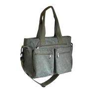 mophrati And Practical Striped Womens Bag For Everyday Foldable And Easy To Carry. Versatile Canvas Shoulder Bag, Military Green