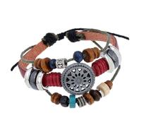 mophrati Beaded Bracelet Multi-layers Adjustable Strand Braided Bracelets with Hemp Rope Valentines Day Gifts Hand Jewelry, Red