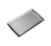mophrati Beautiful Serving Tray Buffet Dinner Food Serving Tray Stainless Steel Rectangle Metal Plate Barbecue Food Prep Stainless Steel Metal Dinner Plates With Handles, Silver, 36x20cm