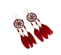 mophrati Bohemian Earrings Long Dangle Drop Dangle Earrings 1 Pair with Design Birthday Gift for Women Girls, Red